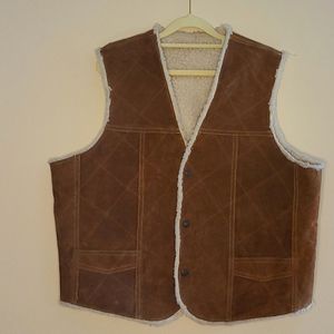 Men's suede Sherpa vest